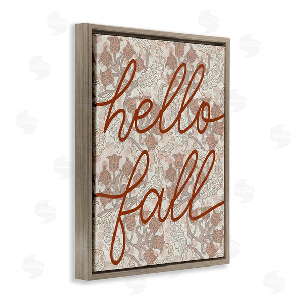 Stupell Industries Stupell Studio | Hello Fall Greeting Paisley Red Bellflower Vintage Pattern Wall Art