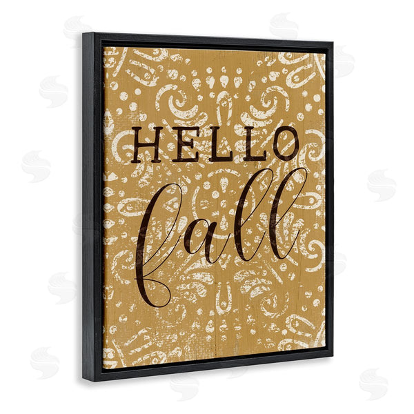 Stupell Industries Stupell Studio | Hello Fall Greeting Vintage Yellow Fractal Pattern Wall Art
