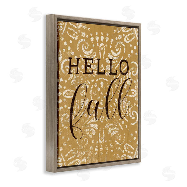 Stupell Industries Stupell Studio | Hello Fall Greeting Vintage Yellow Fractal Pattern Wall Art