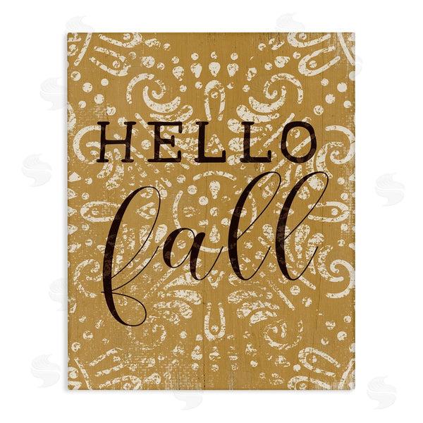 stupell industries Stupell Studio | Hello Fall Greeting Vintage Yellow Fractal Pattern Wall Art