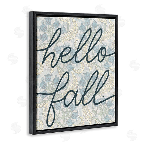 Stupell Industries Stupell Studio | Hello Fall Phrase Bluebell Paisley Pattern Vintage Flowers Wall Art