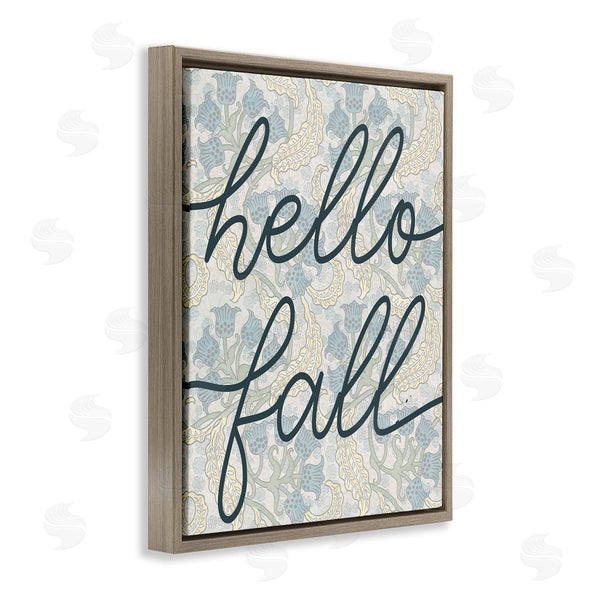 Stupell Industries Stupell Studio | Hello Fall Phrase Bluebell Paisley Pattern Vintage Flowers Wall Art