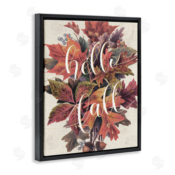 Stupell Industries Stupell Studio | Hello Fall Phrase Orange Autumn Leaf Pile Wall Art