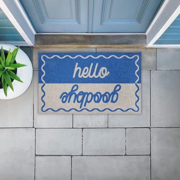 Stupell Industries Stupell Studio | Hello Goodbye Blue & White Faux Sisal Door Mat