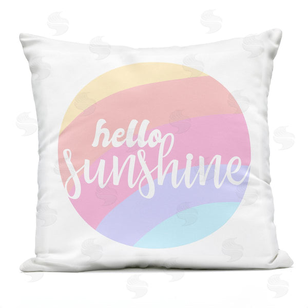 Stupell Industries Stupell Studio | Hello Sunshine Phrase Round Pink Rainbow Printed Throw Pillow