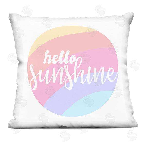 stupell industries Stupell Studio | Hello Sunshine Phrase Round Pink Rainbow Printed Throw Pillow