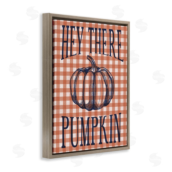 Stupell Industries Stupell Studio | Hey There Pumpkin Phrase Orange Checkered Plaid Wall Art