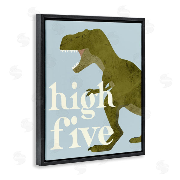 Stupell Industries Stupell Studio | High Five Roaring Dinosaur T-Rex Kids Typography Wall Art