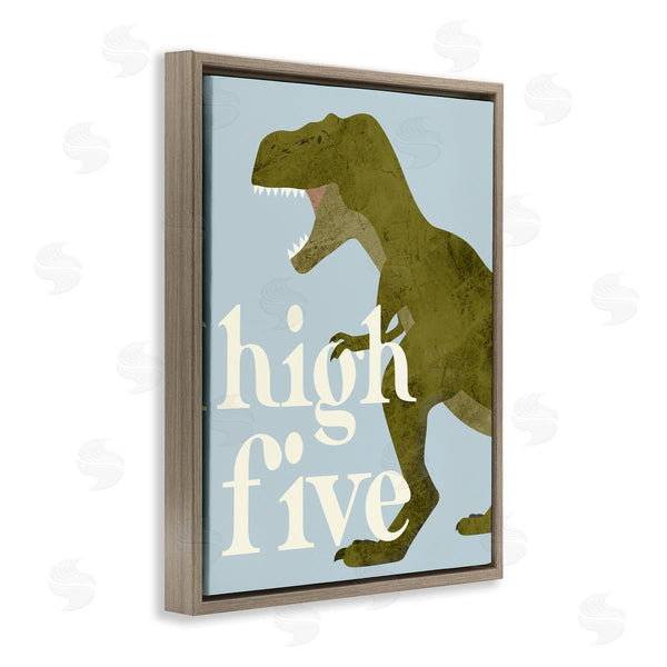 Stupell Industries Stupell Studio | High Five Roaring Dinosaur T-Rex Kids Typography Wall Art