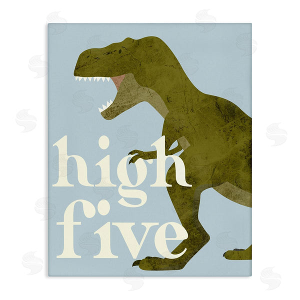 stupell industries Stupell Studio | High Five Roaring Dinosaur T-Rex Kids Typography Wall Art