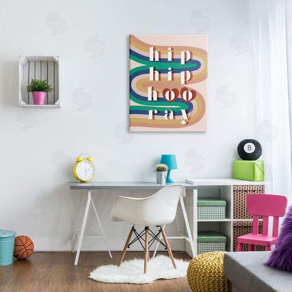 Stupell Industries Stupell Studio | Hip Hip Hooray Cheer Vintage Typography Abstract Rainbow Wall Art