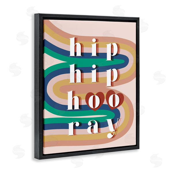 Stupell Industries Stupell Studio | Hip Hip Hooray Cheer Vintage Typography Abstract Rainbow Wall Art