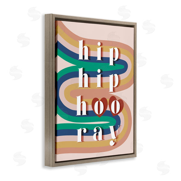 Stupell Industries Stupell Studio | Hip Hip Hooray Cheer Vintage Typography Abstract Rainbow Wall Art