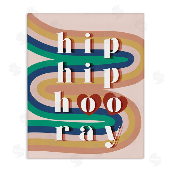 stupell industries Stupell Studio | Hip Hip Hooray Cheer Vintage Typography Abstract Rainbow Wall Art