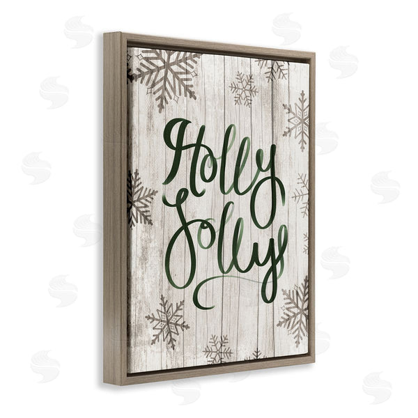 Stupell Industries Stupell Studio | Holly Jolly Festive Cursive Typography Winter Rustic Snowflakes Wall Art
