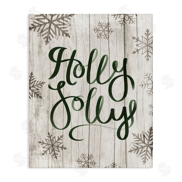 stupell industries Stupell Studio | Holly Jolly Festive Cursive Typography Winter Rustic Snowflakes Wall Art