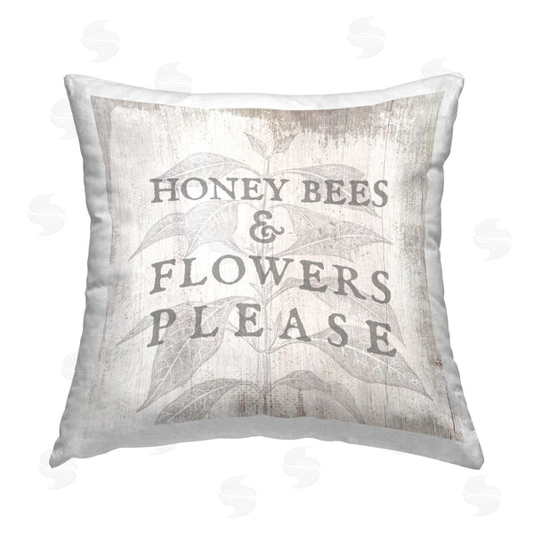 stupell industries Stupell Studio | Honey Bees & Flowers Phrase Printed Throw Pillow
