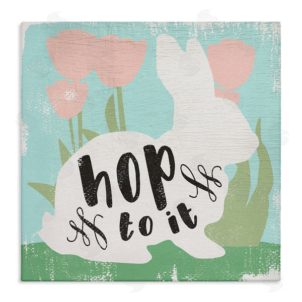 Stupell Industries Stupell Studio | Hop To It Easter Bunny Phrase Spring Tulips Wall Art