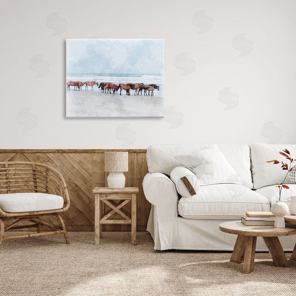 Stupell Industries Stupell Studio | Horse Herd Grazing Beach Shore Wall Art