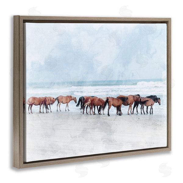 Stupell Industries Stupell Studio | Horse Herd Grazing Beach Shore Wall Art