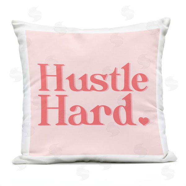 Stupell Industries Stupell Studio | Hustle Hard Peach Coral Typography Heart Printed Throw Pillow