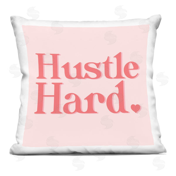 stupell industries Stupell Studio | Hustle Hard Peach Coral Typography Heart Printed Throw Pillow