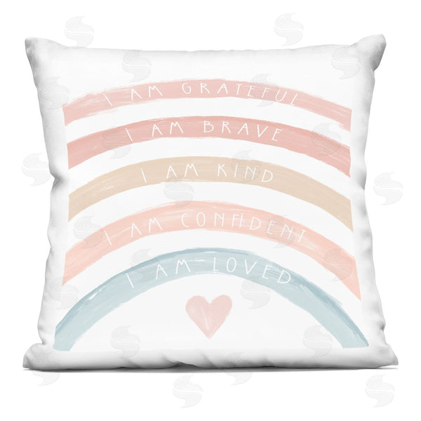 stupell industries Stupell Studio | I Am Loved Self Confidence Pastel Rainbow Printed Throw Pillow