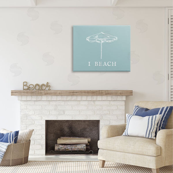 Stupell Industries Stupell Studio | I Beach Phrase With Umbrella Wall Art