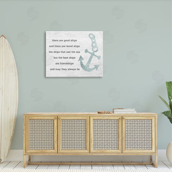 Stupell Industries Stupell Studio | Inspirational Friendship Quote Boat Ship Anchor Silhouette Wall Art