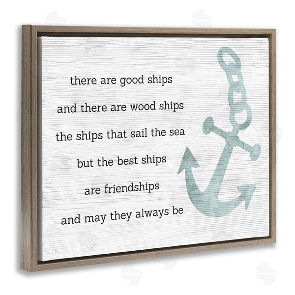 Stupell Industries Stupell Studio | Inspirational Friendship Quote Boat Ship Anchor Silhouette Wall Art