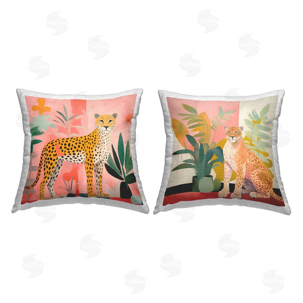 Stupell Industries Stupell Studio | Jaguar Leopard Potted Palms Printed Throw Pillow Set