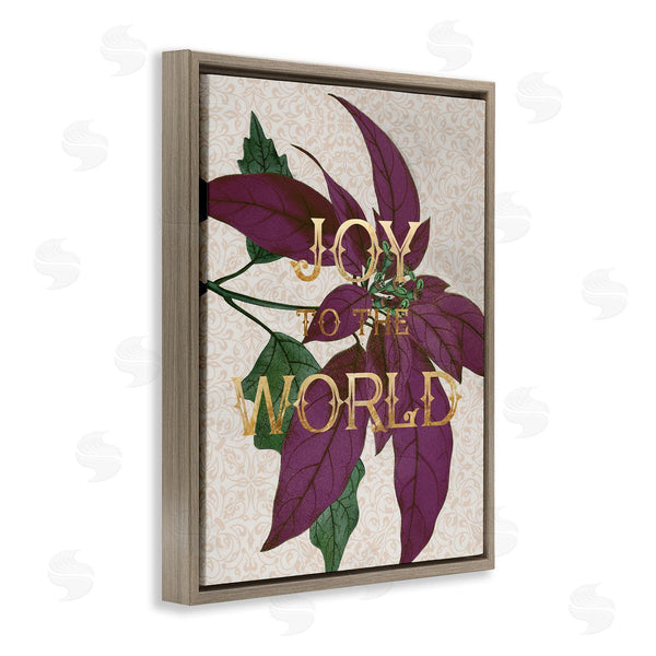 Stupell Industries Stupell Studio | Joy To The World Phrase Purple Poinsettia Floral Wall Art