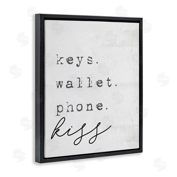 Stupell Industries Stupell Studio | Keys Wallet Phone Kiss Phrase Distressed Typewriter Wall Art