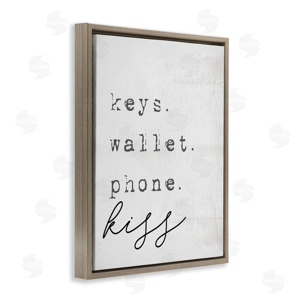 Stupell Industries Stupell Studio | Keys Wallet Phone Kiss Phrase Distressed Typewriter Wall Art