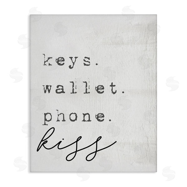 stupell industries Stupell Studio | Keys Wallet Phone Kiss Phrase Distressed Typewriter Wall Art
