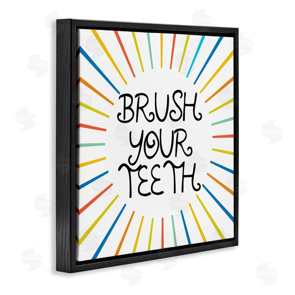 Stupell Industries Stupell Studio | Kids' Brush Your Teeth Bathroom Rules Rainbow Stripes Wall Art