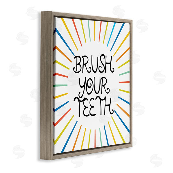 Stupell Industries Stupell Studio | Kids' Brush Your Teeth Bathroom Rules Rainbow Stripes Wall Art