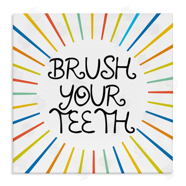 stupell industries Stupell Studio | Kids' Brush Your Teeth Bathroom Rules Rainbow Stripes Wall Art