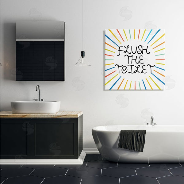 Stupell Industries Stupell Studio | Kids' Flush The Toilet Bathroom Rules Rainbow Stripes Wall Art