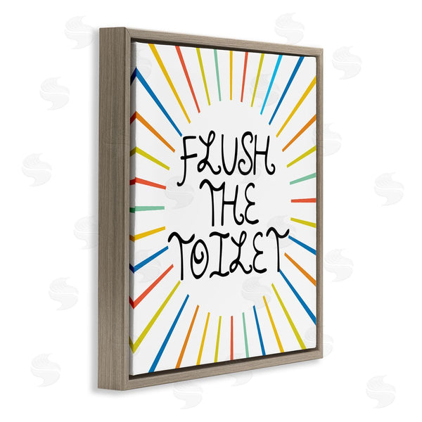 Stupell Industries Stupell Studio | Kids' Flush The Toilet Bathroom Rules Rainbow Stripes Wall Art