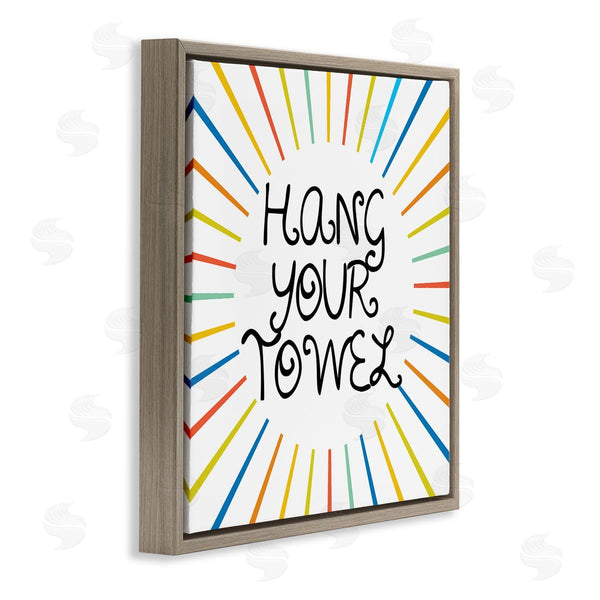 Stupell Industries Stupell Studio | Kids' Hang Your Towel Bathroom Rules Rainbow Stripes Wall Art