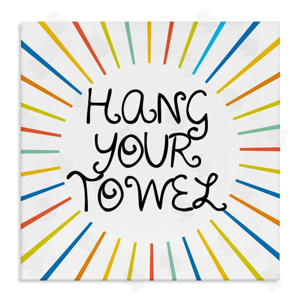 stupell industries Stupell Studio | Kids' Hang Your Towel Bathroom Rules Rainbow Stripes Wall Art