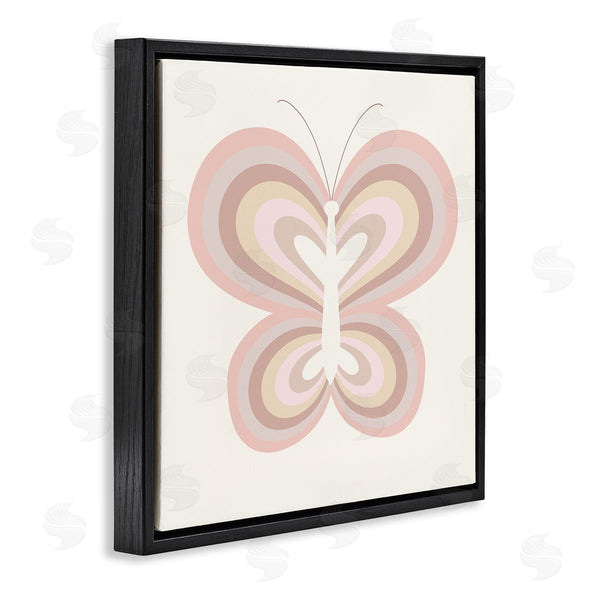Stupell Industries Stupell Studio | Kids' Pink Butterfly Illustration Striped Rainbow Wings Wall Art