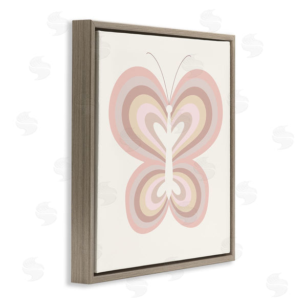 Stupell Industries Stupell Studio | Kids' Pink Butterfly Illustration Striped Rainbow Wings Wall Art