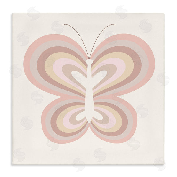 stupell industries Stupell Studio | Kids' Pink Butterfly Illustration Striped Rainbow Wings Wall Art