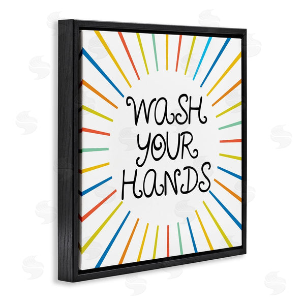 Stupell Industries Stupell Studio | Kids' Wash Your Hands Bathroom Rules Rainbow Stripes Wall Art