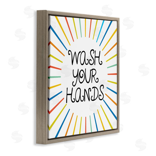 Stupell Industries Stupell Studio | Kids' Wash Your Hands Bathroom Rules Rainbow Stripes Wall Art