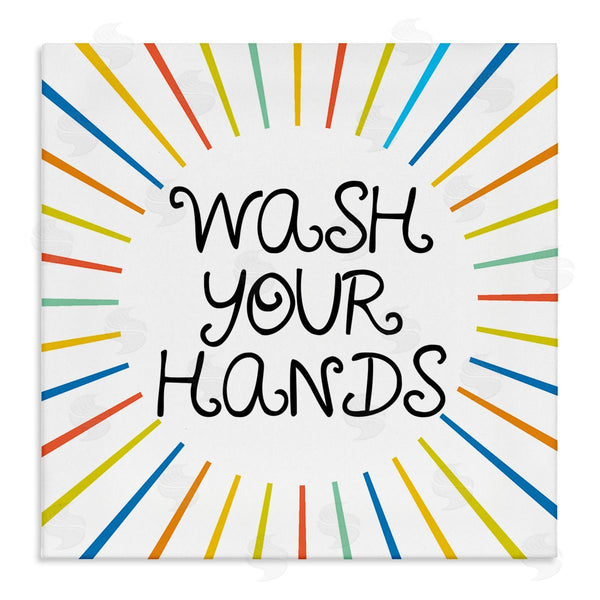 stupell industries Stupell Studio | Kids' Wash Your Hands Bathroom Rules Rainbow Stripes Wall Art