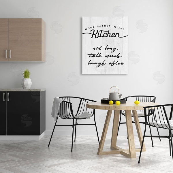 Stupell Industries Stupell Studio | Kitchen Gathering Sign Minimal Sit Talk Laugh Phrase Wall Art