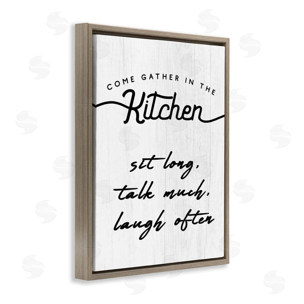 Stupell Industries Stupell Studio | Kitchen Gathering Sign Minimal Sit Talk Laugh Phrase Wall Art